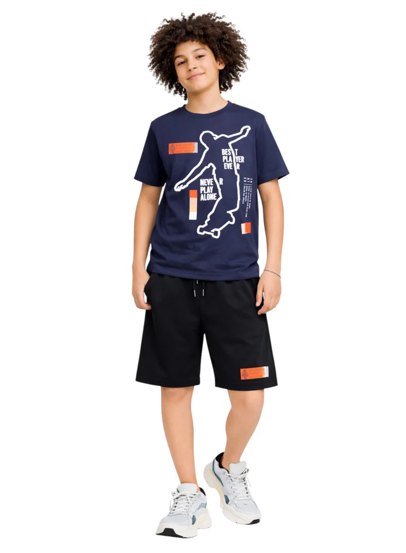 Victor And Jane  Boys Skater Graphic T-Shirt & Black Shorts Set for Men | Best Price UAE